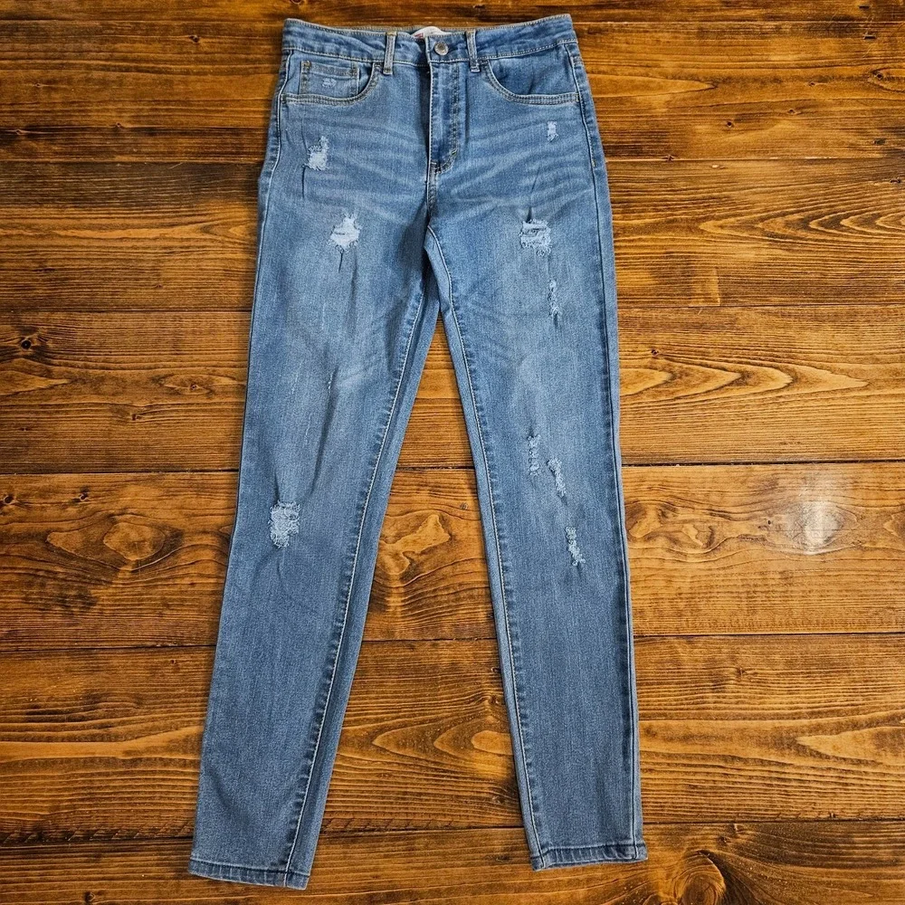 Levi's 720 High‎ Rise Super Skinny Jeans Girls 14/16 Blue Distressed Denim